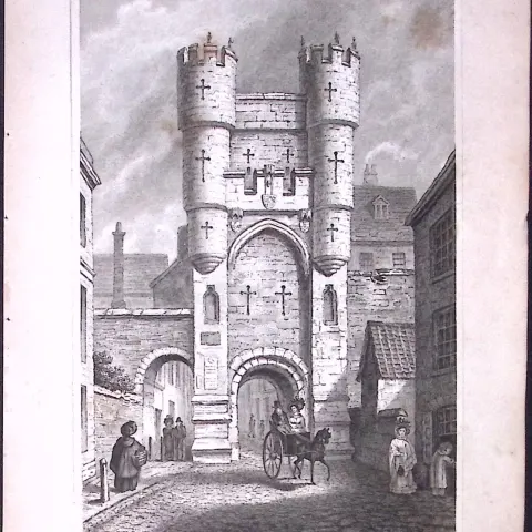 York Monk Bar Yorkshire 198 Years-Old Thomas Allen Antique Steel Engraving-35