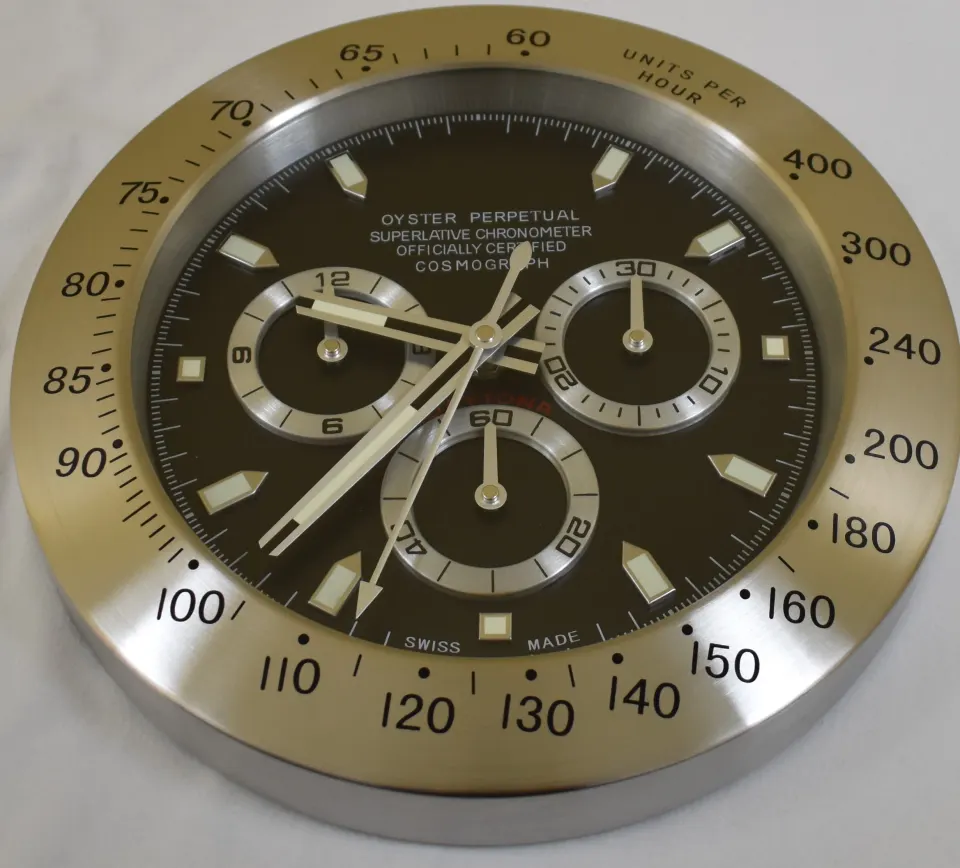 34 cm Silver body Black Dial clock