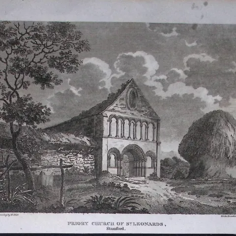 Priory Church of St Leonards Antique 218 Years-Old  Georgian Steel-Engraving-451