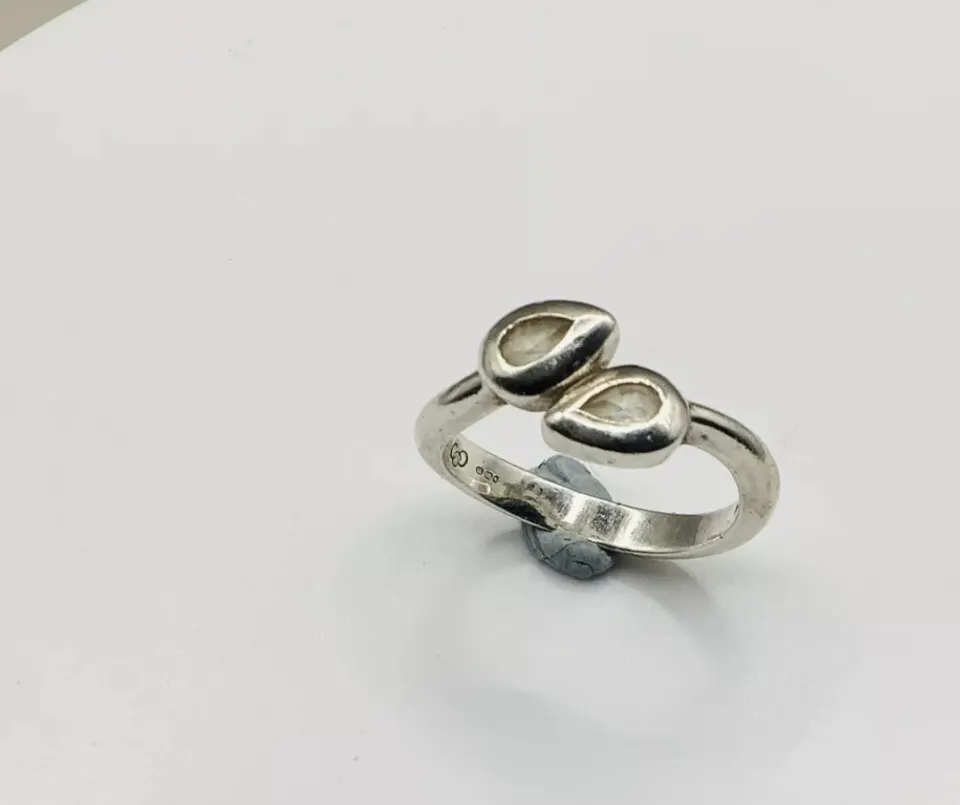 Vintage 925 Silver Links of London Cz Double Pear Drop Bypass Ring UKN.5 US7
