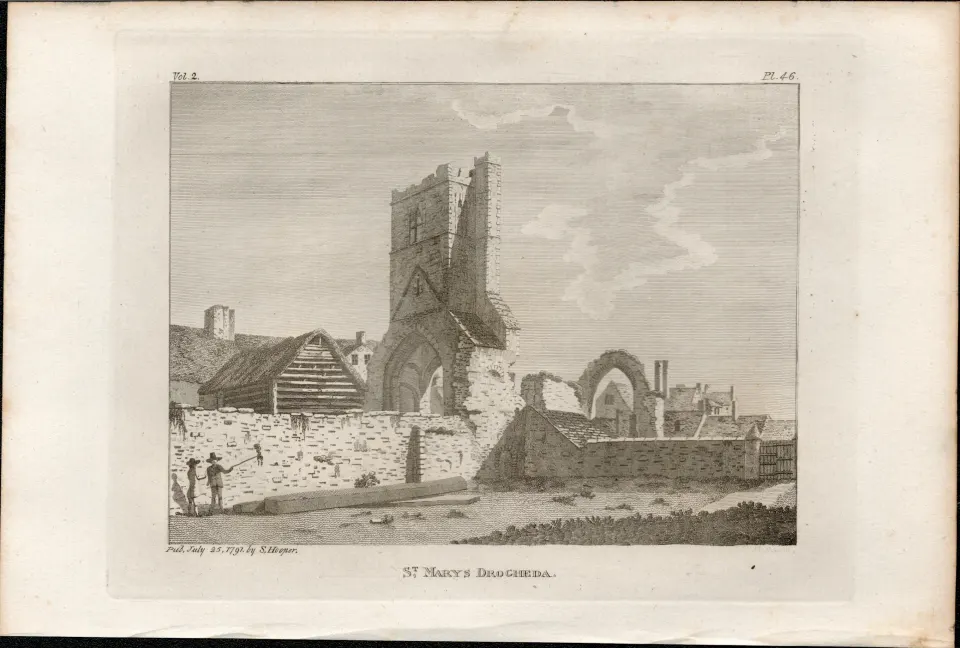 St Marys Drogheda  Co Louth Rare 1791 Francis Grose Antique Print.