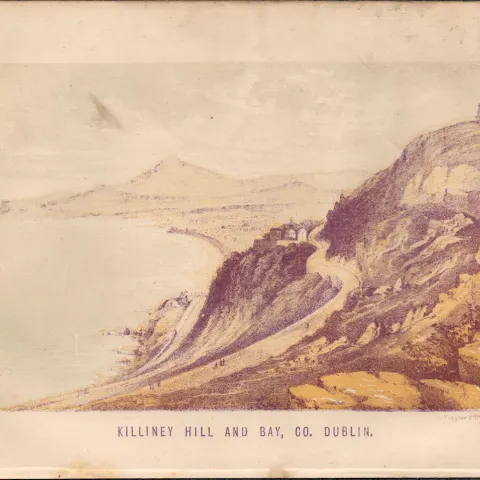 Chromolithographed Antique 1871 Plate Killiney Hill & Bay Co Dublin.