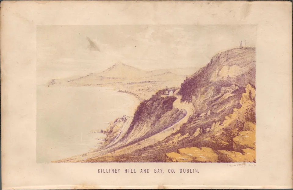 Chromolithographed Antique 1871 Plate Killiney Hill & Bay Co Dublin.