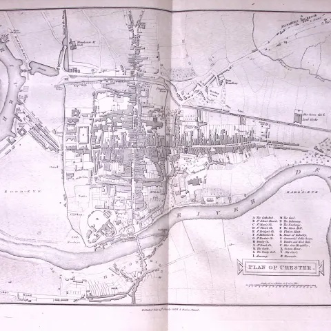 Detailed Street View of Chester Antique 216-Year-Old Large Copperplate-19-TR