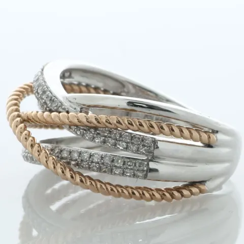 10ct White and Rose Gold Double Band and Rope Diamond Ring 0.33 Carats