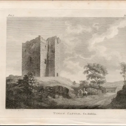 Timon Castle Co Dublin  Rare 1791 Francis Grose Antique Print.