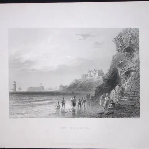 New Brighton Beach Liverpool WH Bartlett 1842 Antique Steel Engraving-107