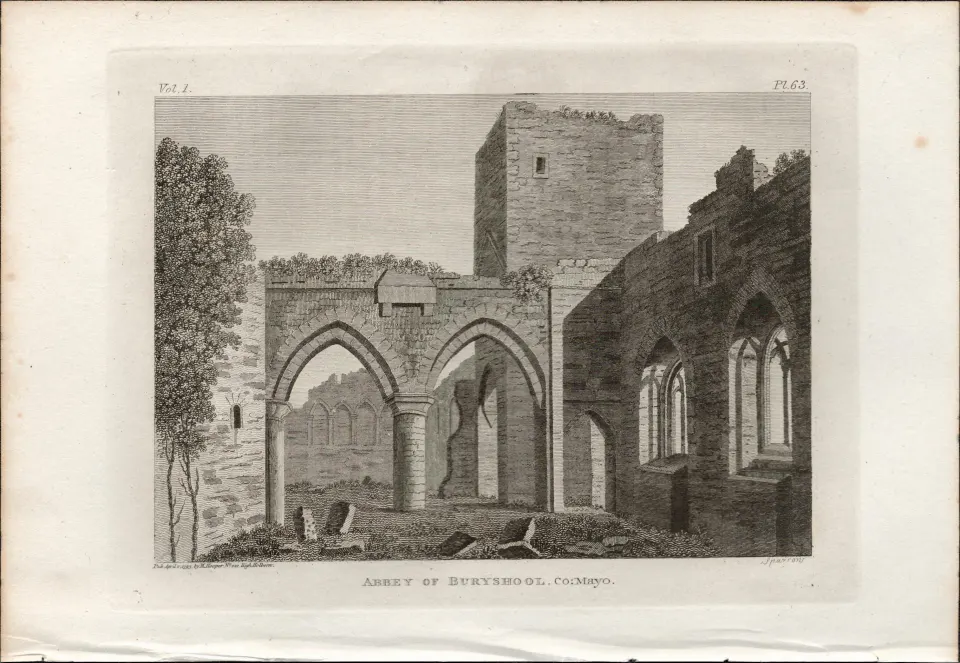 Abbey of Buryshool  Co Mayo Rare 1791 Francis Grose Antique Print.