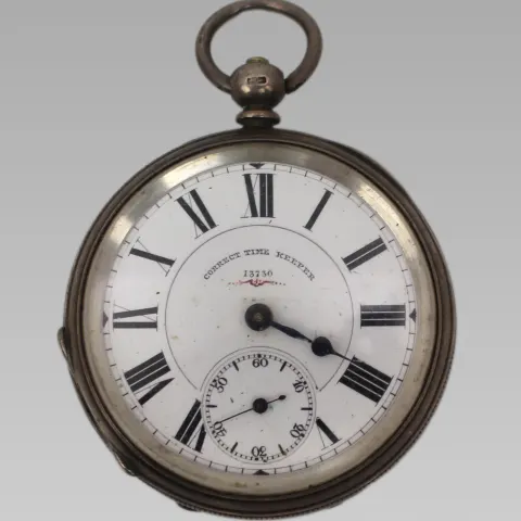 Vintage Correct Time Keeper Silver Pocket Watch