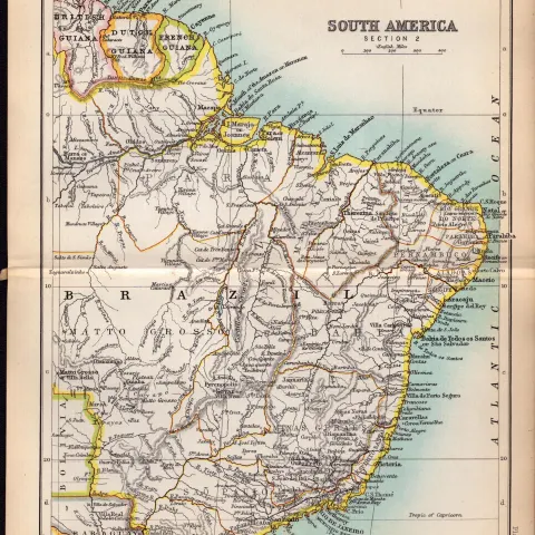 South America Section 2 Double Sided Antique 1896 Map.