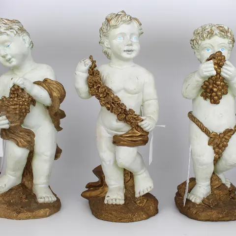 Set of 3 Vintage Painted Cherub Figures