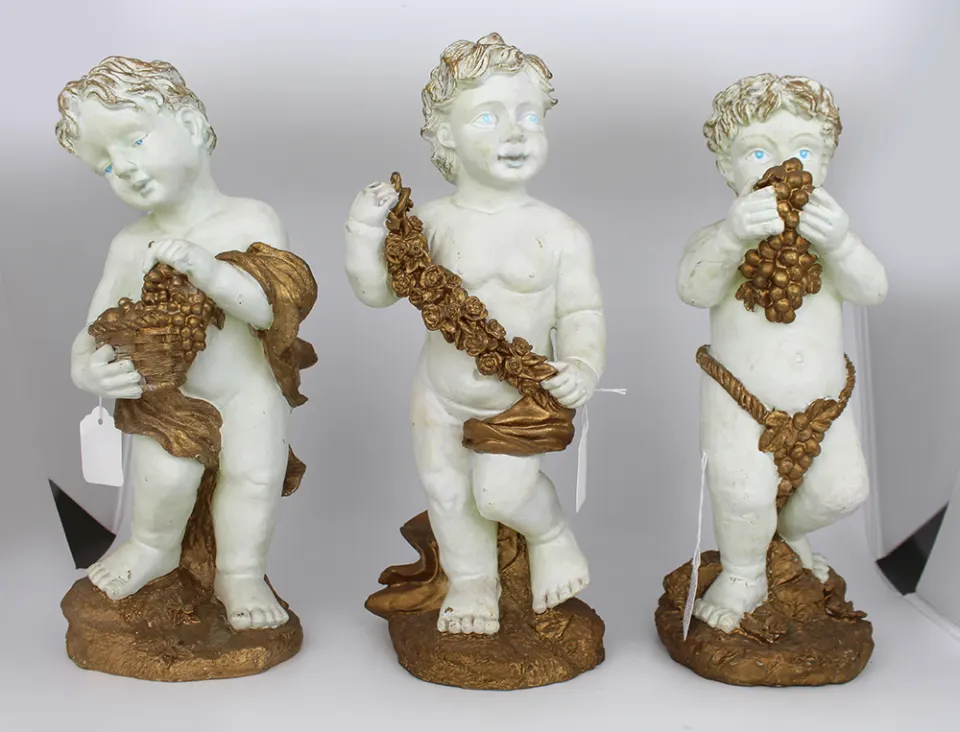 Set of 3 Vintage Painted Cherub Figures