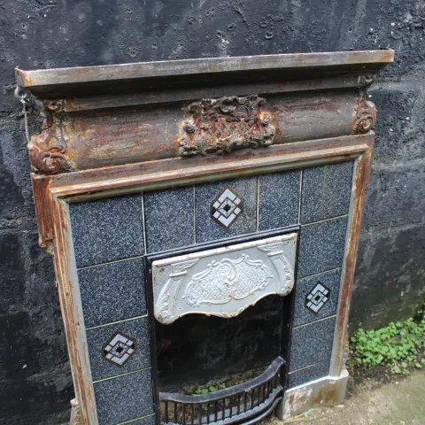 Silver Vintage Cast Iron Fire Surround