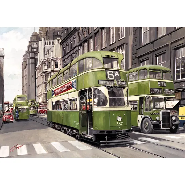 Liverpool 6a Pier Head Vintage Tram Large Metal Wall Art
