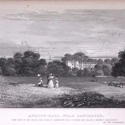 Ashton Hall Manchester Antique 195 Years-Old Steel-Engraving-22