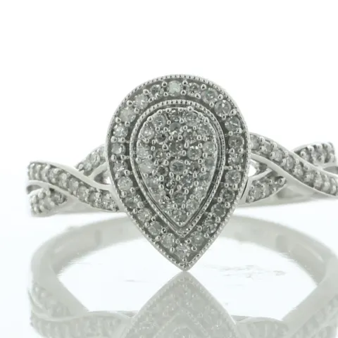 14ct White Gold Pear Cluster Diamond Ring 0.33 Carats