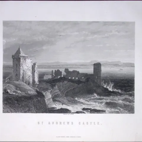St Andrews Castle Scotland Victorian Antique 152 Years-Old Engraving-28