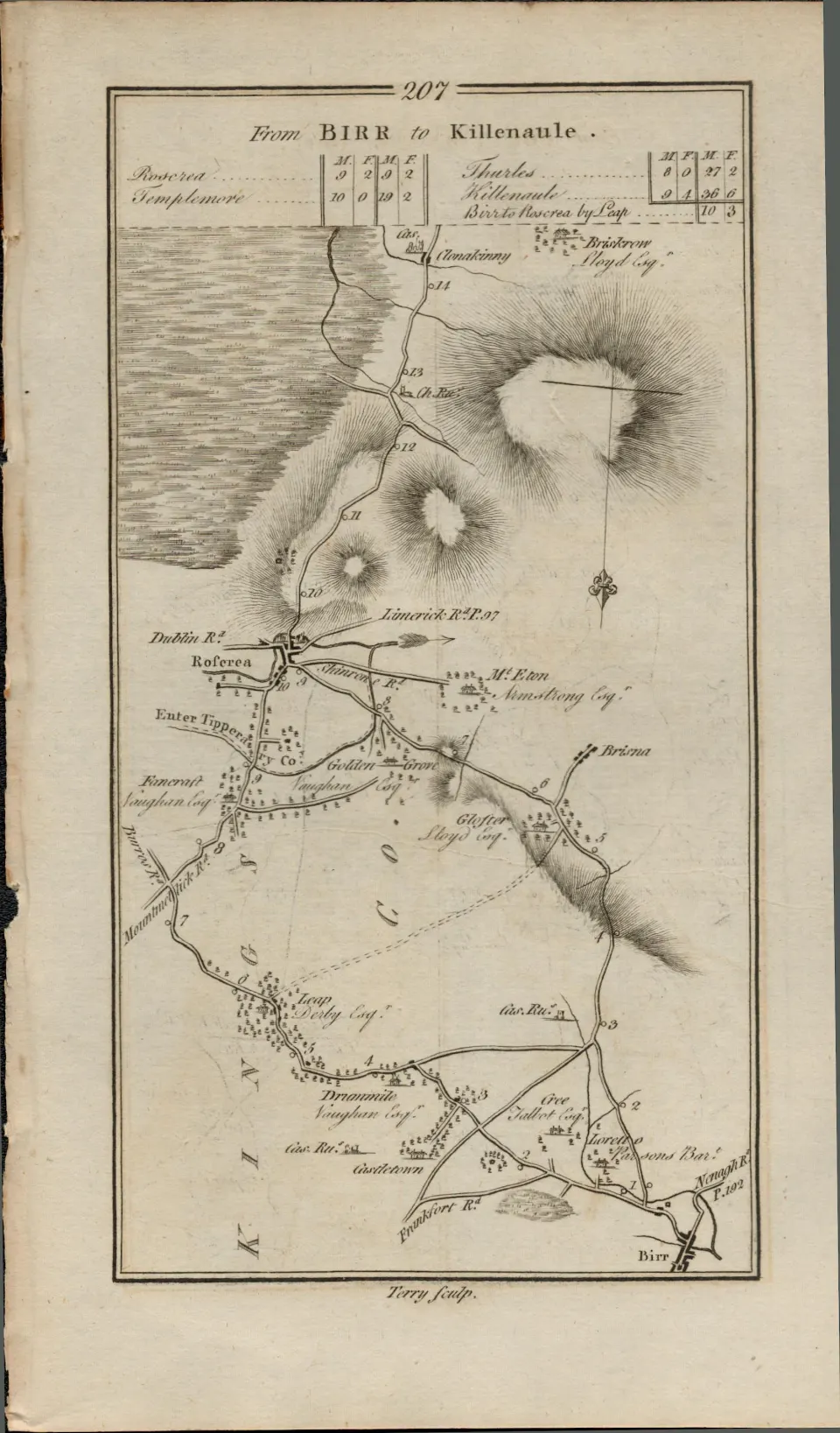 Taylor & Skinner 1777 Ireland Map Birr Templemore Thurles Tipperary .