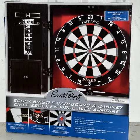 Eastpoint Essex Bristle Dartboard and Cabinet Set New Sealed Box