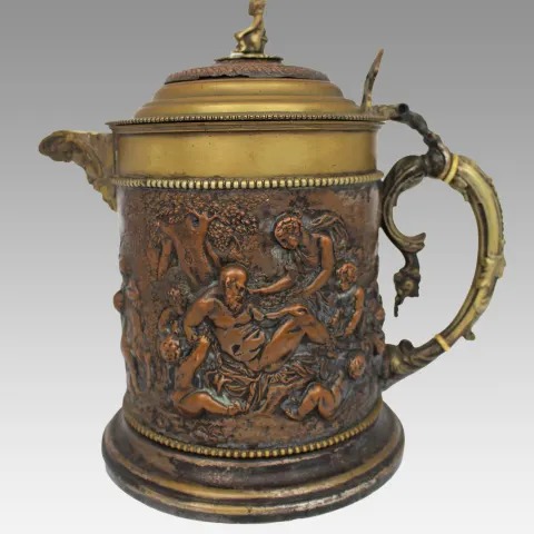 Fine Large 19th c. Metalware Stein Tankard