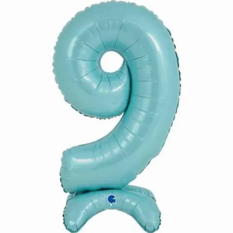 Brand New 25" Pastel Blue Stand Up Number 9 Foil Balloon