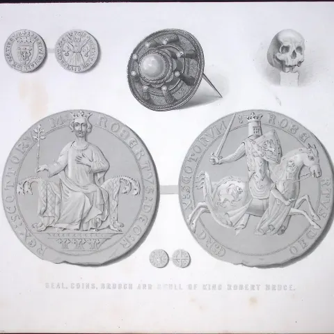 King Robert Bruce, Seal & Brooch Scotland Antique 152 Years-Old Engraving-16