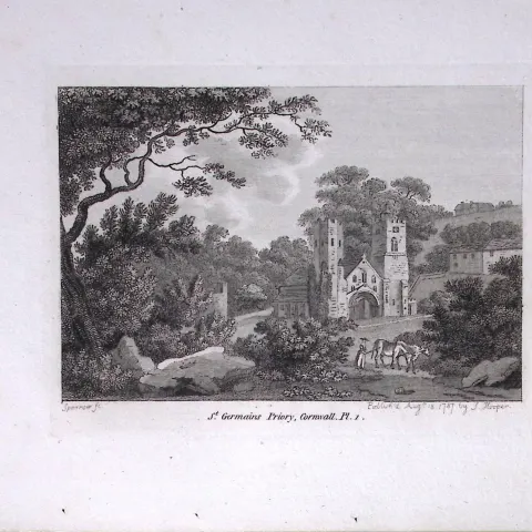 Cornwall St German’s Priory Francis Grose Rare 240 Years-Old Copper Engraving-7