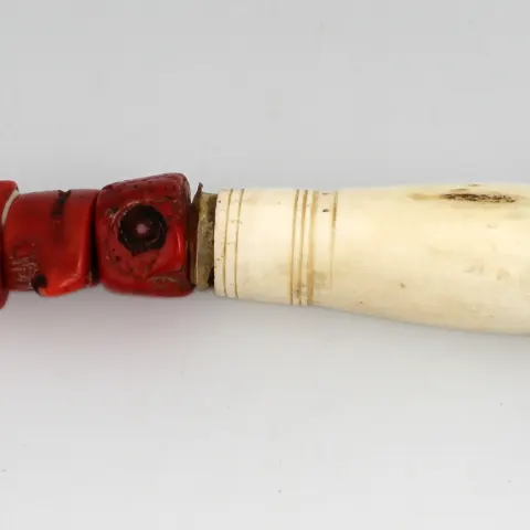 Chinese Coral Chunk & Bone Calligraphy Brush