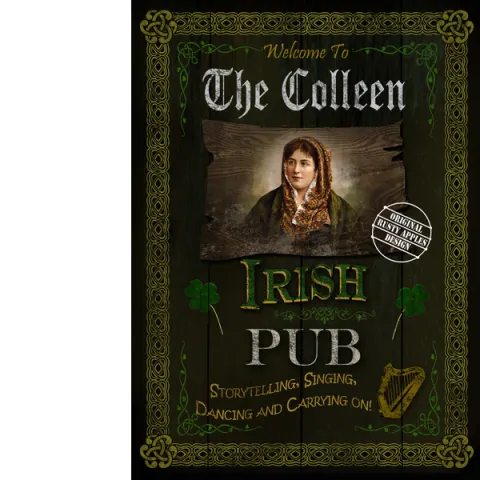 Irish Pub Sign "The Colleen"  Vintage Style Metal Wall Art.