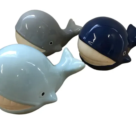 6 x sets of 3 (24) Dunhelm Ornamental Whale Ornaments RRP 12.99 ea set L7