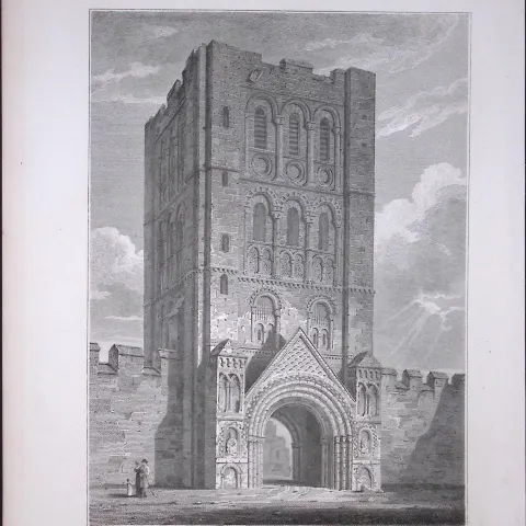 St James Tower Bury St Edmunds 190 Years-Old John Britton Antique Steel Engraving-173