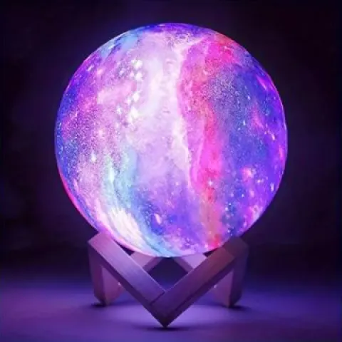 Colour Changing Moon Lamps With Wooden Stand L29a