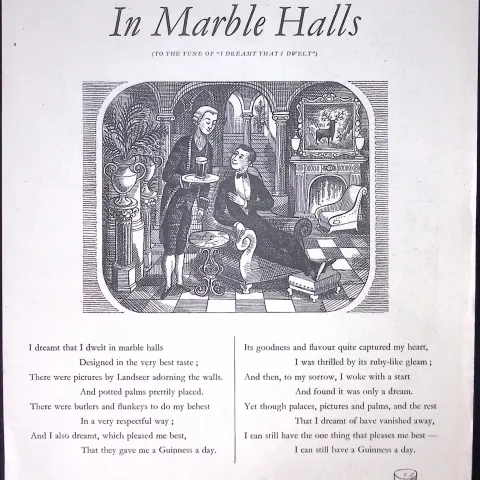 Guinness 1956 Original 69 Years-Old Print In Marble Halls- G.E.2365-A