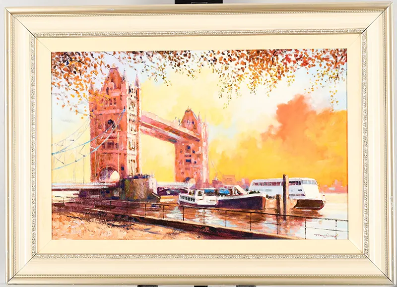 Tony Rome Oil On Panel "Autumnal - Thames - London"