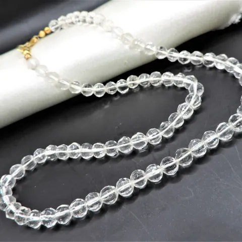 Vintage Rock Crystal Facet Cut Bead Necklace