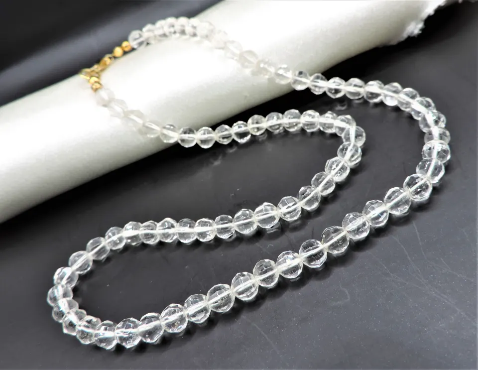 Vintage Rock Crystal Facet Cut Bead Necklace