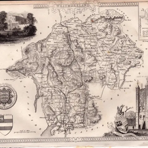 Lake District & Dales Steel Engraved Victorian Thomas Moule Map.