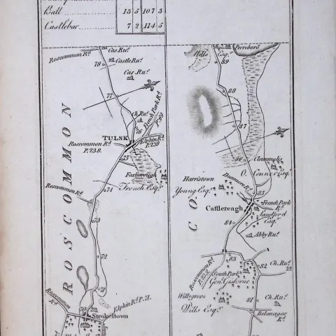 Ireland 245 Years -Old Antique Road Map To Boyle & Roscommon-72