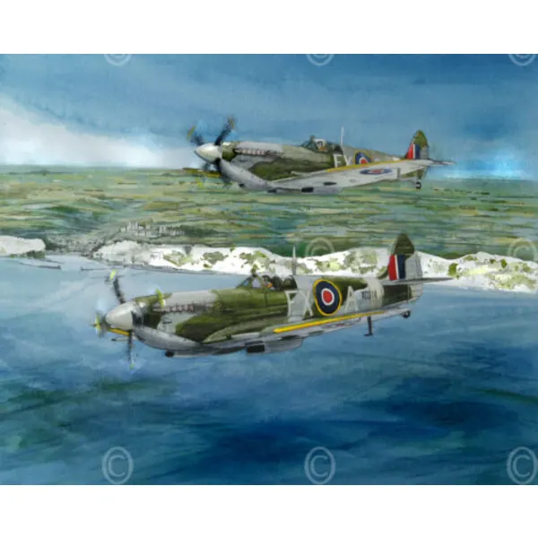 WW2 Pair Of Spitfires Dover Castle  Extra Large Nostalgic Metal Wall Art