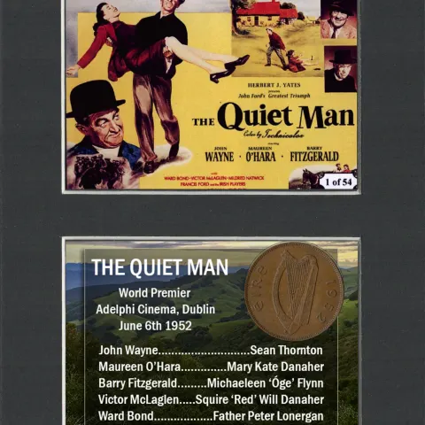 The Quiet Man Film John Wayne Mounted Original Irish Coin Metal Art Display