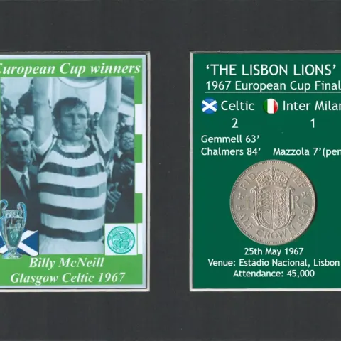 Billy McNeill Celtic FC European Cup Mount & Original Coin Metal Art Display Set