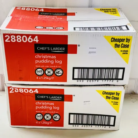 Chef's Larder Christmas Pudding Log 1.25kg (Case of 8, 8 x 1.25kg) New Sealed BBE 2026