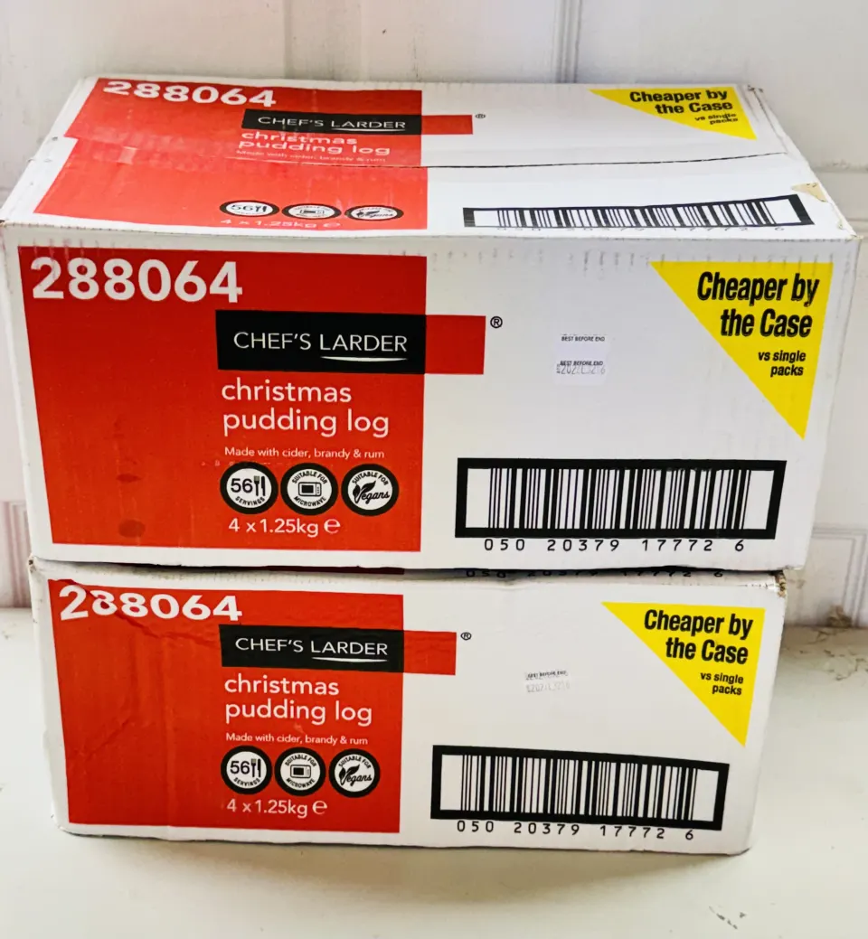 Chef's Larder Christmas Pudding Log 1.25kg (Case of 8, 8 x 1.25kg) New Sealed BBE 2026