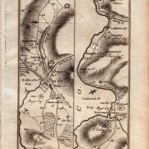 Ireland Rare Antique 1777 Map  Co Londonderry Co Antrim Ballycastle Ballymoney.