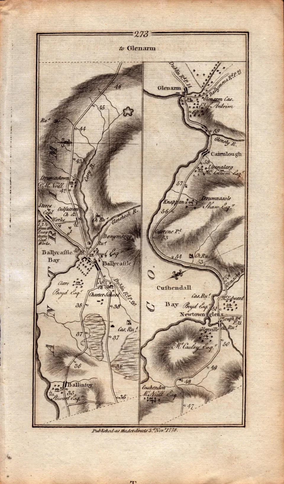 Ireland Rare Antique 1777 Map  Co Londonderry Co Antrim Ballycastle Ballymoney.