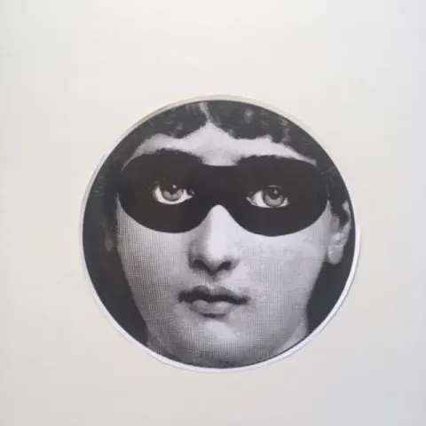 Fornasetti - 10 inch (25cm) Wall Sticker, LINA, Variazioni No 22, LINA Masked, black and white