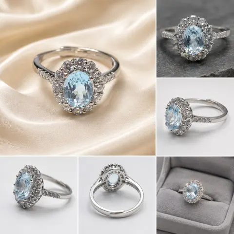925 Sterling Silver Ring with Natural Blue Topaz