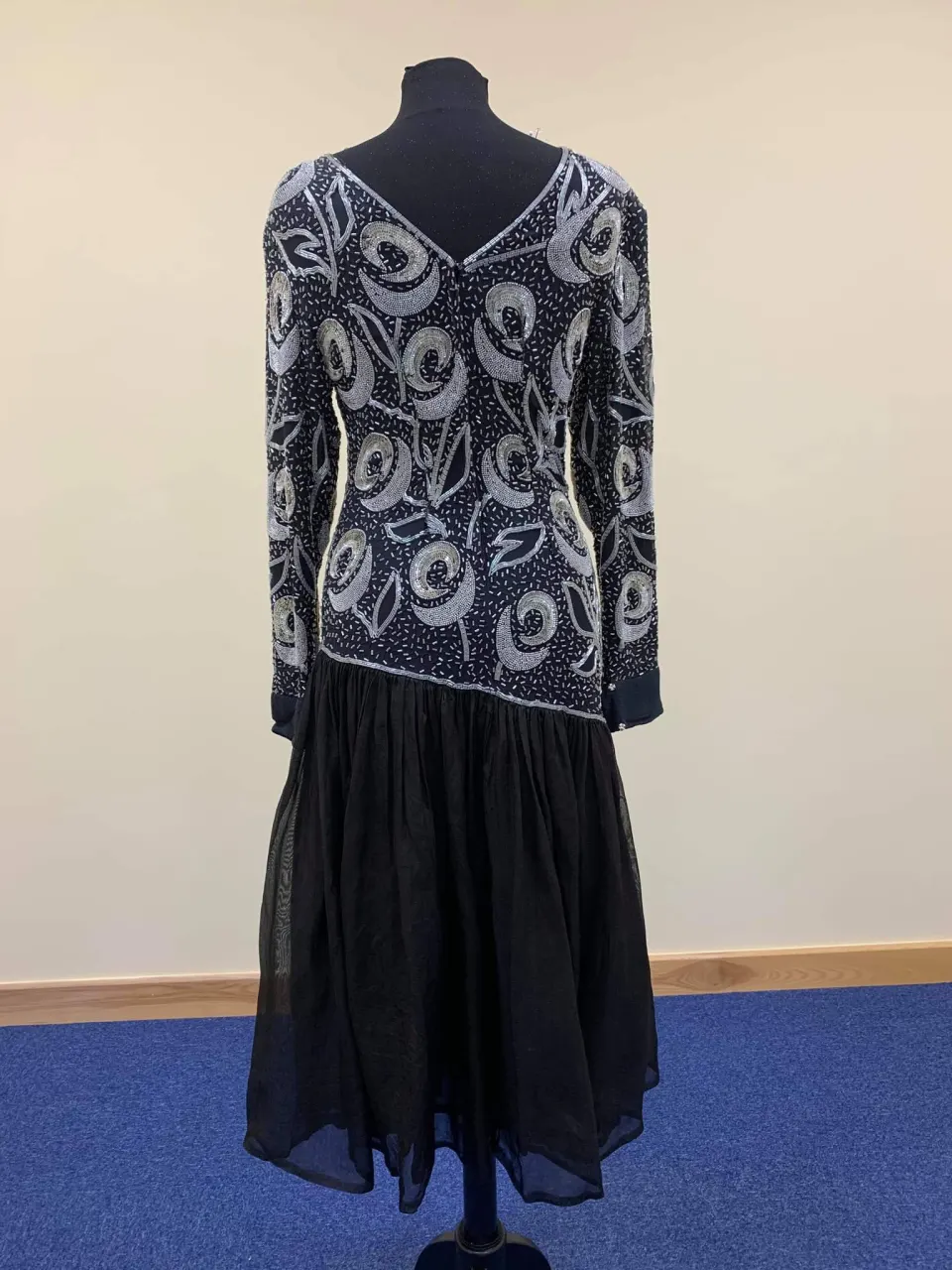 Vintage 1970's black and sequinned cocktail dress