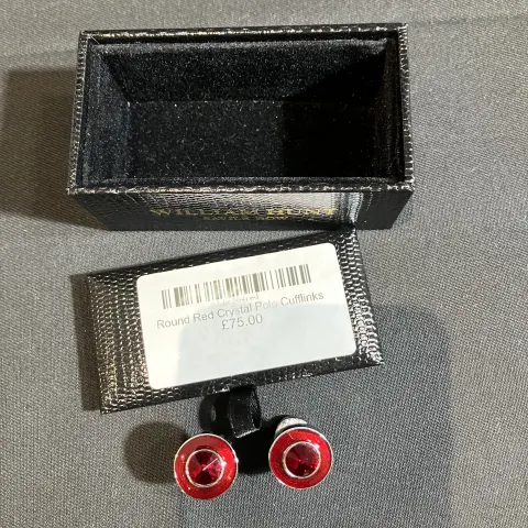 William Hunt Red Crystal Cufflinks worn by Ricky Norwood