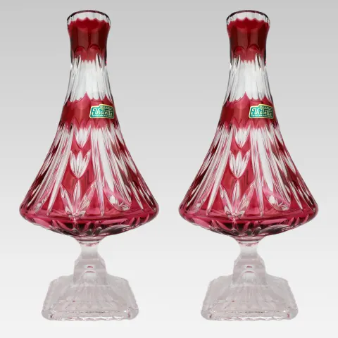 Set of Four Ruby Overlay Crystal Vases by Violetta